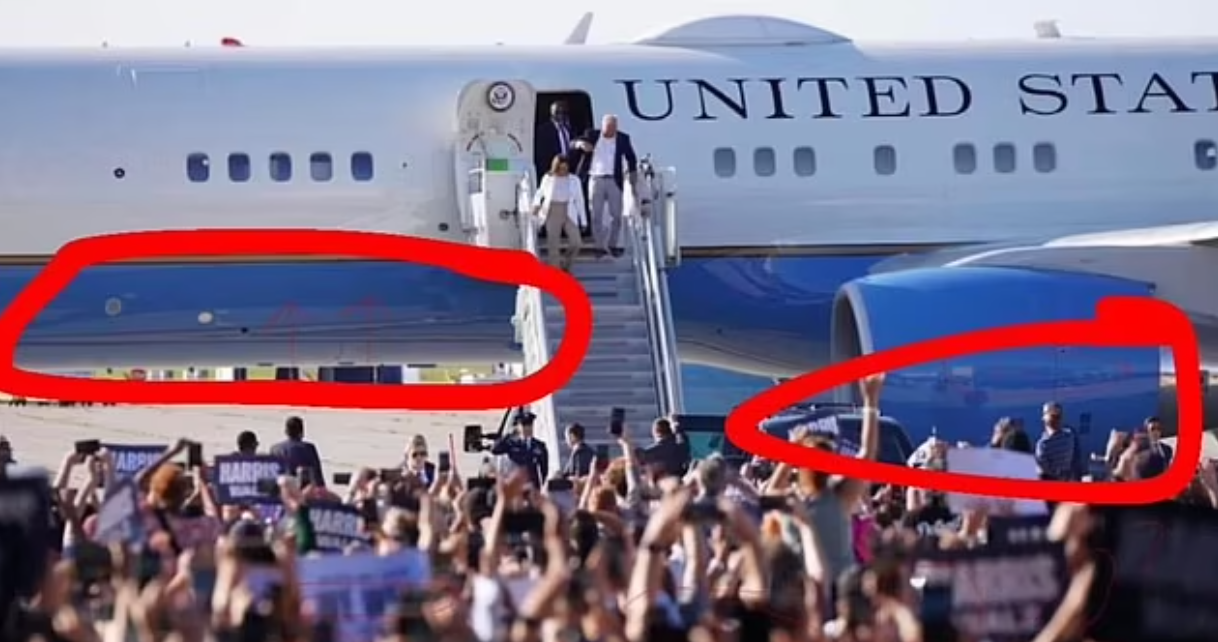 特朗普指機身倒影不見人群,認為照片做假。(互聯網)