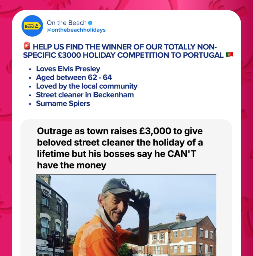 旅行社舉辦比賽,列出多個參賽「條件」,叫民眾幫手搵贏家。(互聯網)