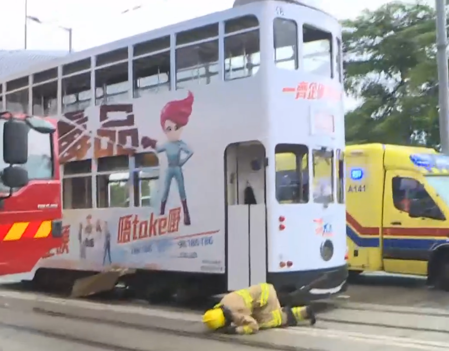 堅尼地城有電車撞倒3途人(有線新聞截圖)