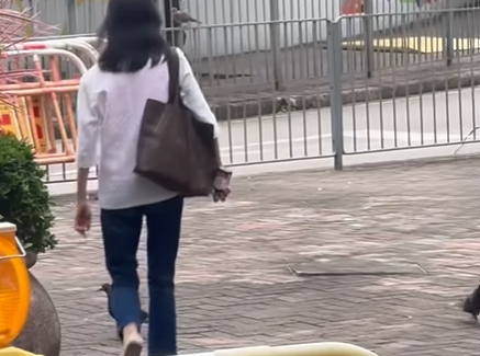 該女子撒下一把把疑似飼料。(FB「黃埔人‧紅磡人‧土瓜灣人」)