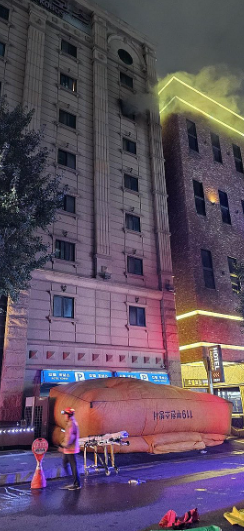 南韓富川酒店大火現場