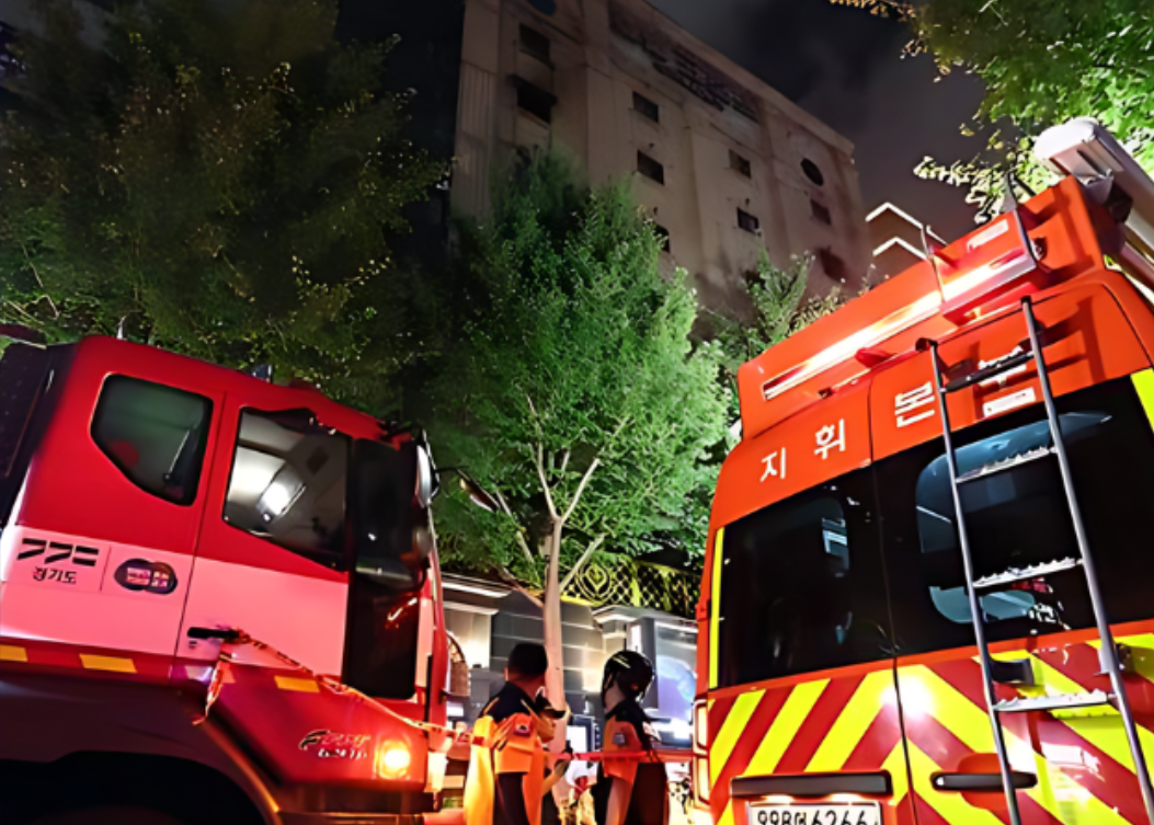 南韓富川酒店大火現場