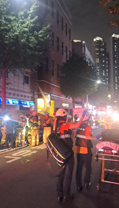 南韓富川酒店大火現場