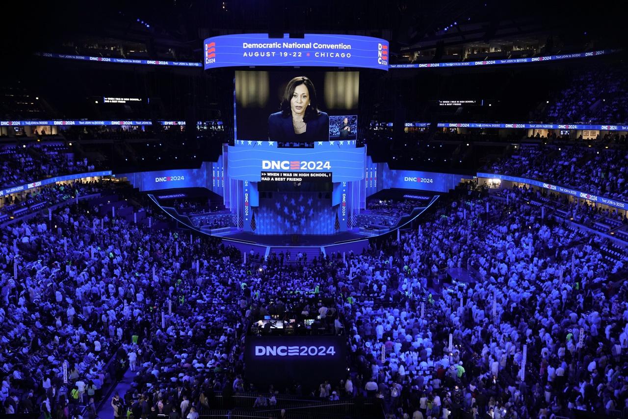 美國民主黨全國代表大會最後一日舉行。(AP)