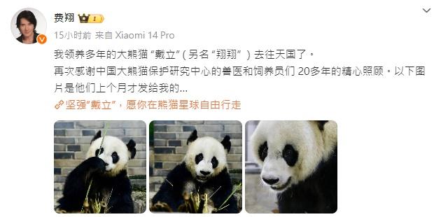 費翔回應戴立離世。(微博)