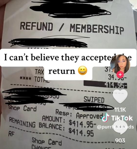 他們已找不到最初的紙本收據。(TikTok)