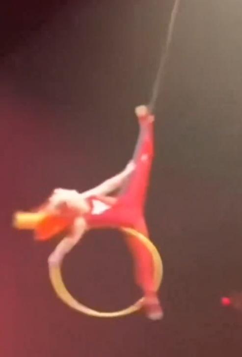 Mariia當時在約兩層樓高空表演空中鋼環。(X)