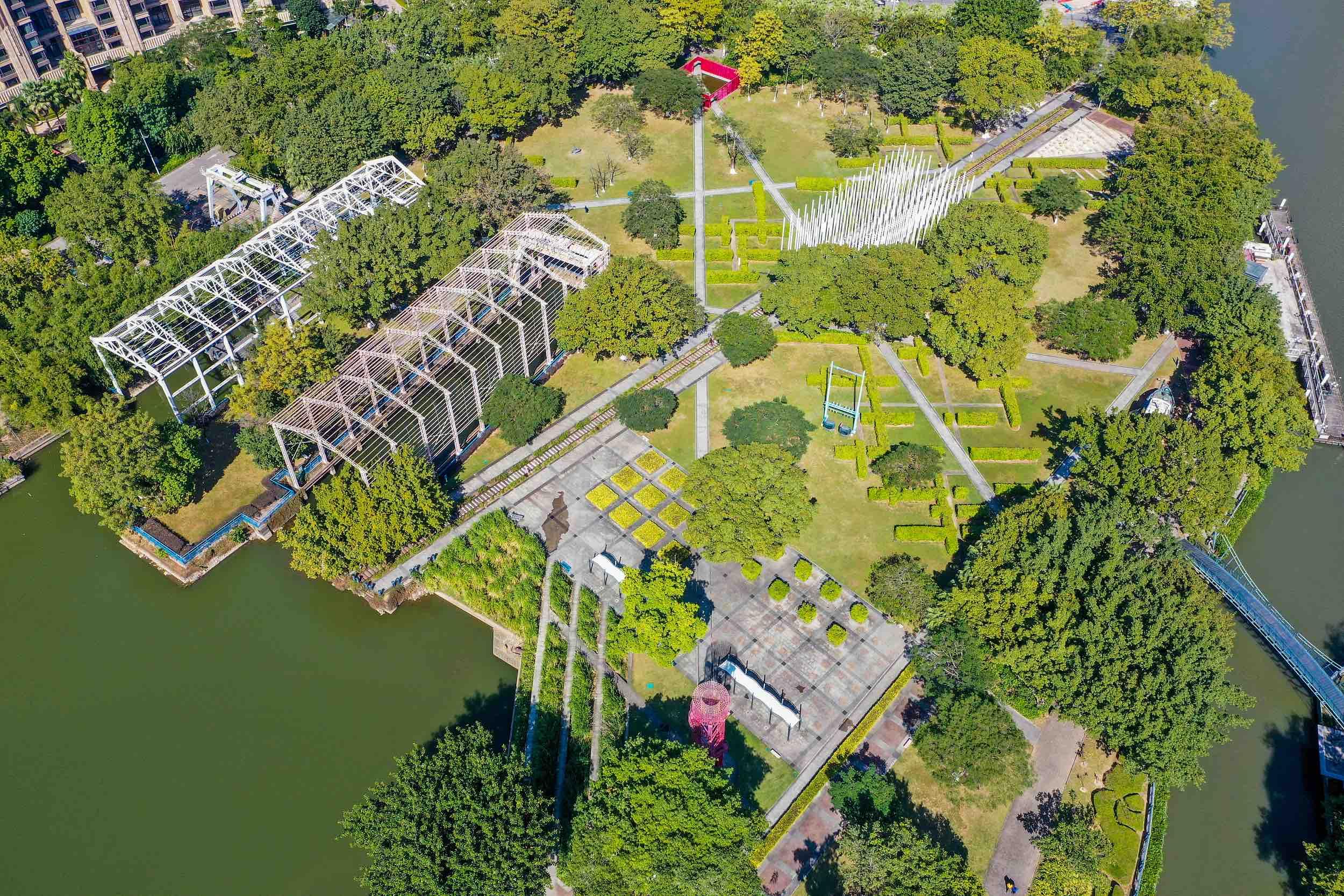 岐江公園由舊船廠活化而成,已成為了中山的網紅公園。(圖片來源:視覺中國)