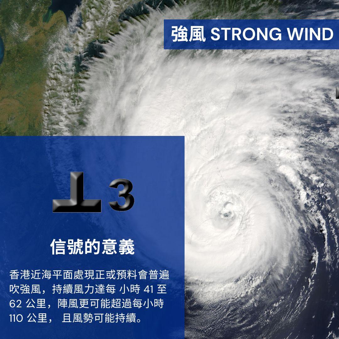 香港熱帶氣旋警告信號|3號風球(am730製圖)