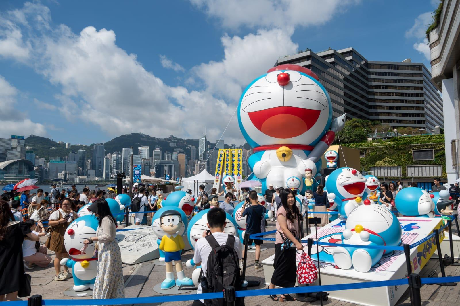 「100%多啦A夢 & FRIENDS」香港巡迴特展免費區最後一天開放。(陳奕釗攝)