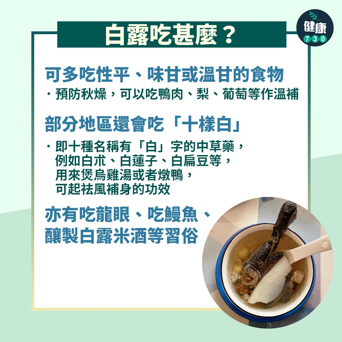 廿四節氣|白露習俗及養生方法(am730製圖)