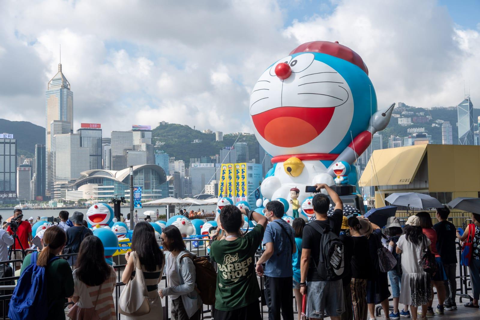 「100%多啦A夢 & FRIENDS」香港巡迴特展免費區最後一天開放。(陳奕釗攝)