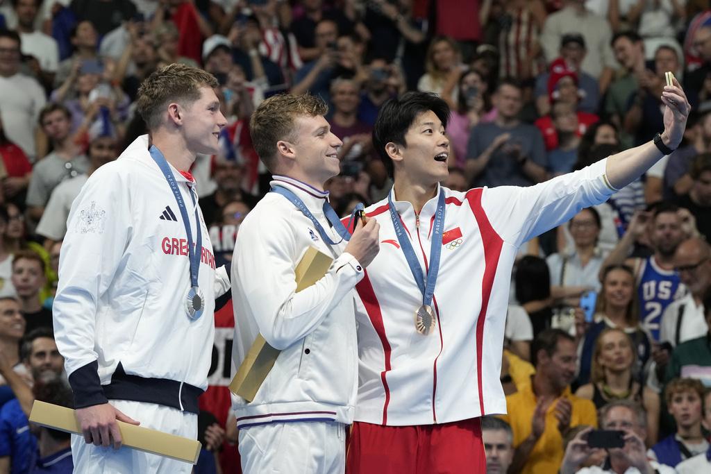 中國隊汪順男子200米混合泳摘銅。(美聯社)