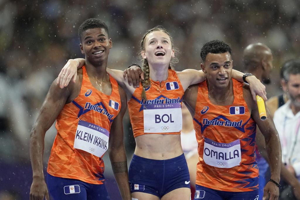 荷蘭在4x400米混合接力後上贏得金牌。(美聯社)