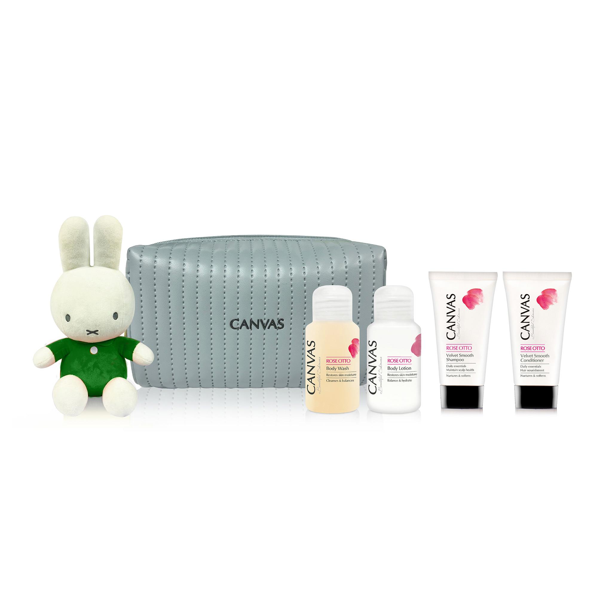 CANVAS x miffy毛毛公仔及玫瑰身體護理旅行套裝