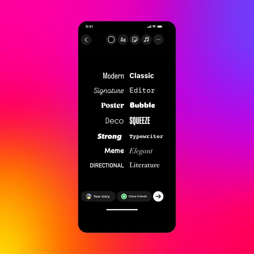 IG新功能|IG新增多款Story字體。