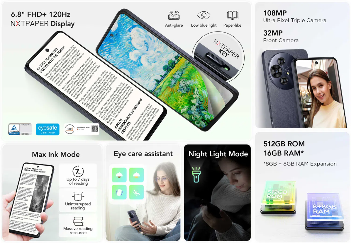 TCL 50 Pro NXTPAPER 5G功能一覽。