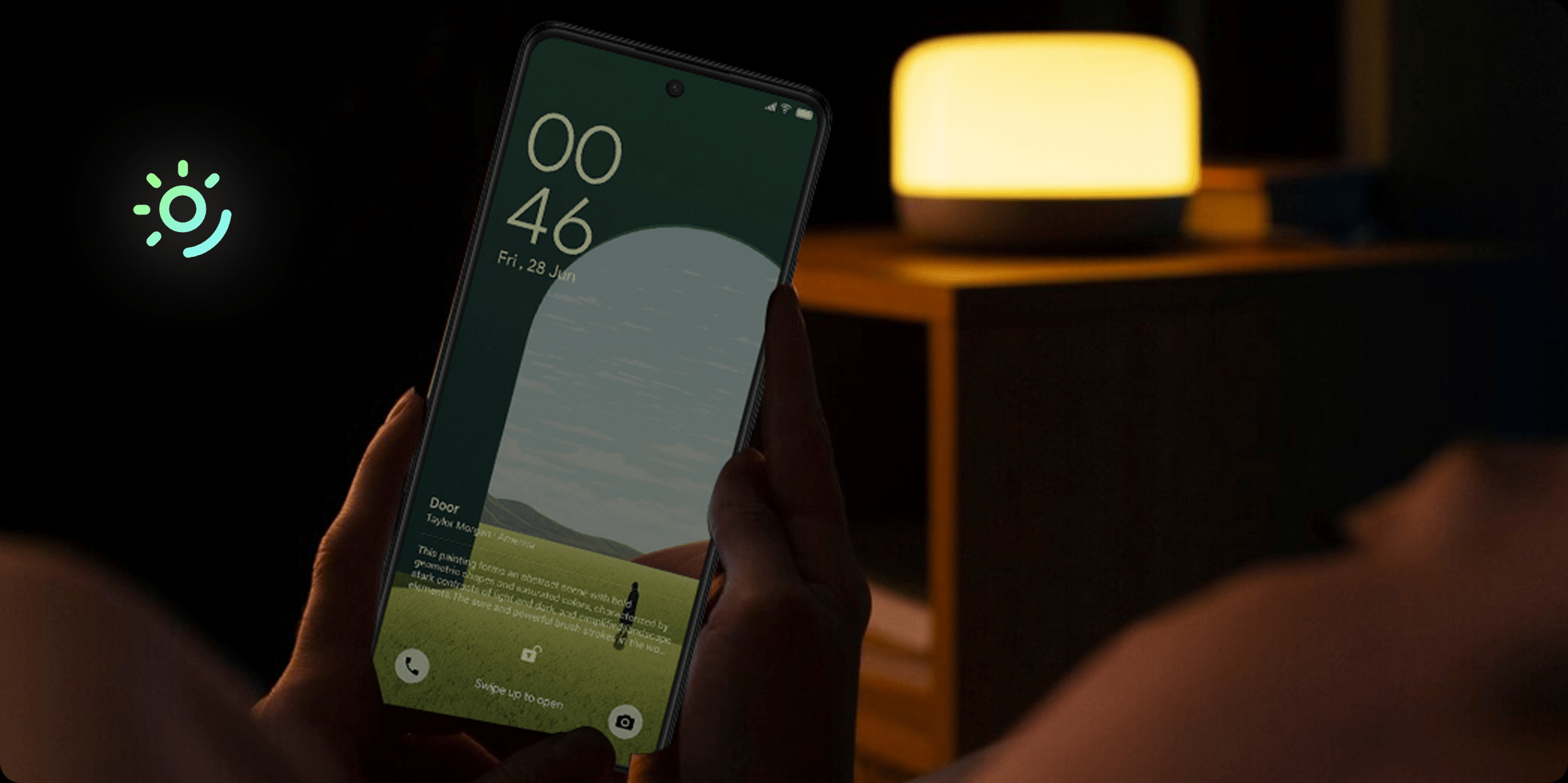 設有護眼技術,晚上或低光場景下可自動調節亮度。