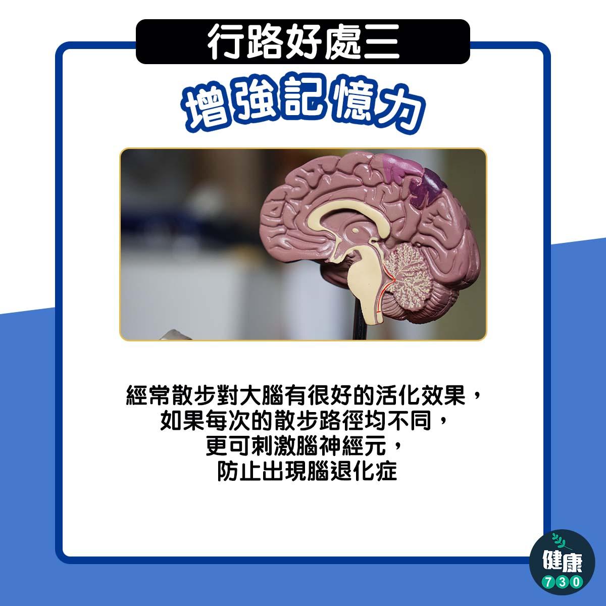 步行的好處|增強記憶力(am730製圖)
