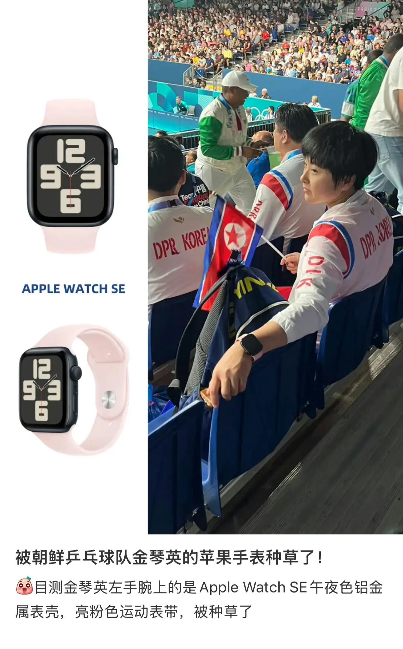 Apple Watch SE的確有推出粉紅色,從相中目測相似。(網上截圖)