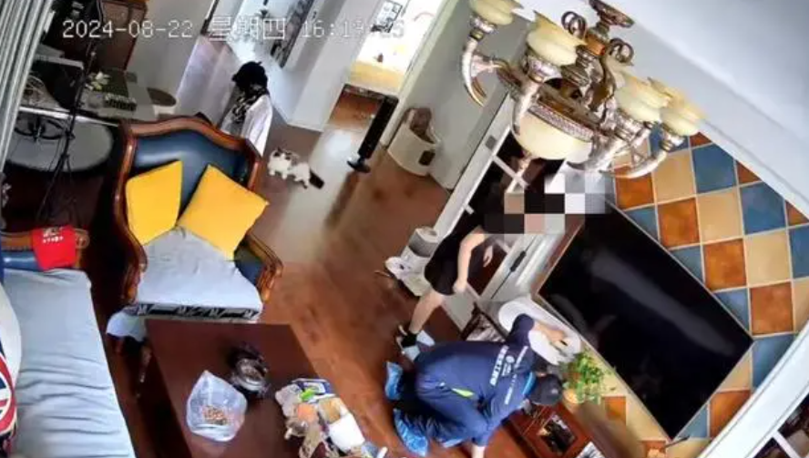 內地社交平台流傳一段家居監控影片,可見遼寧瀋陽一名網絡維修員上門檢查時,疑似趁女戶主未留意期間,公然偷窺其裙底,整個過程被監控「斷正」。