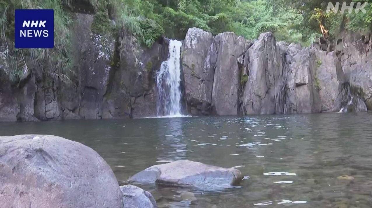 熊本縣政府在「轟之瀑布」水樣本中驗出諾如病毒。(互聯網)