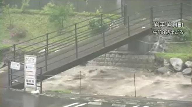 岩手縣岩泉町河水暴漲。(互聯網)