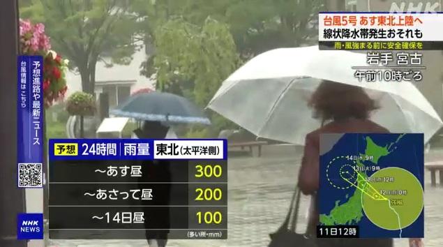 岩手縣宮古市周日強風降雨。(互聯網)