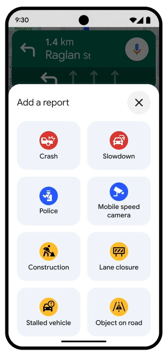 Google Maps新功能|用戶可隨時報告交通路況。