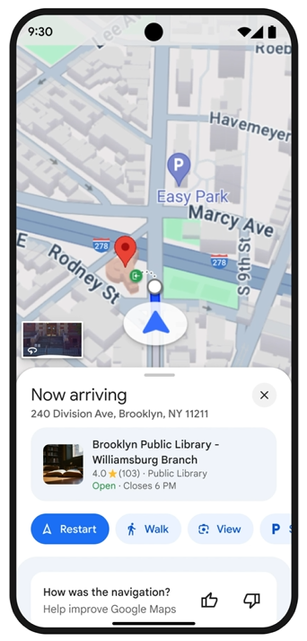Google Maps新功能|新增目的地指引可導航至大廈或停車場入口。