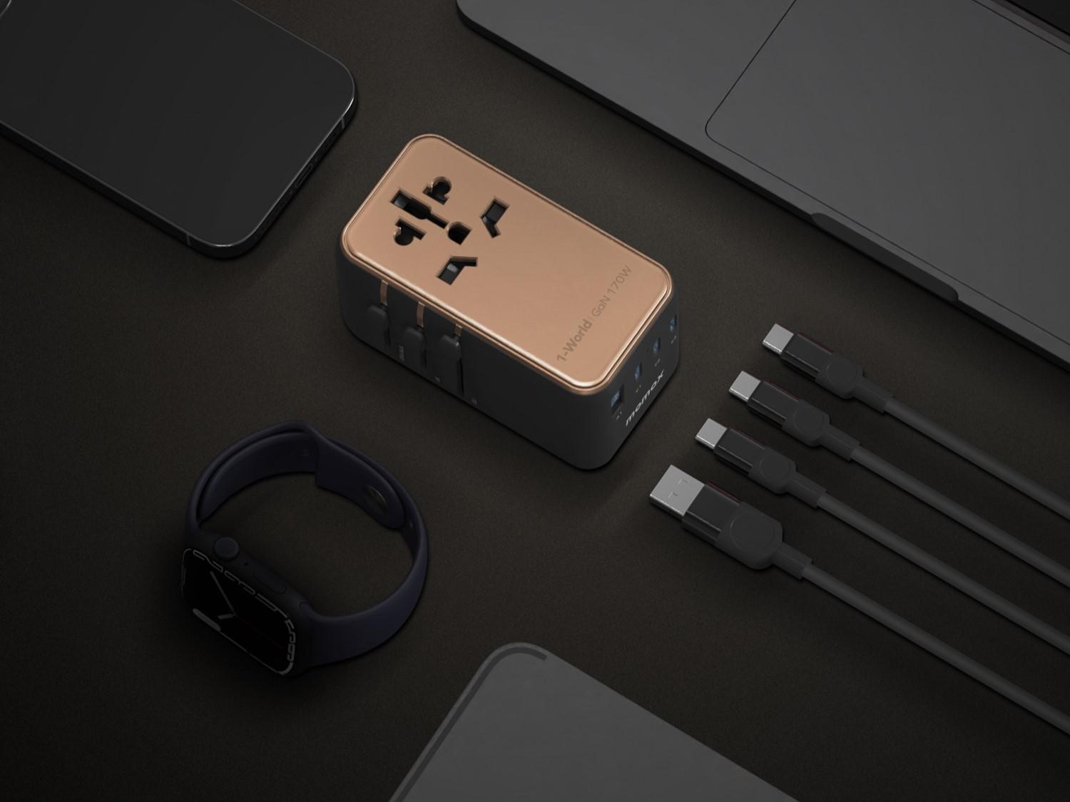 Momax 1-World 170W 4接口旅行充電插座有3個USB-C及一個USB-A插口。