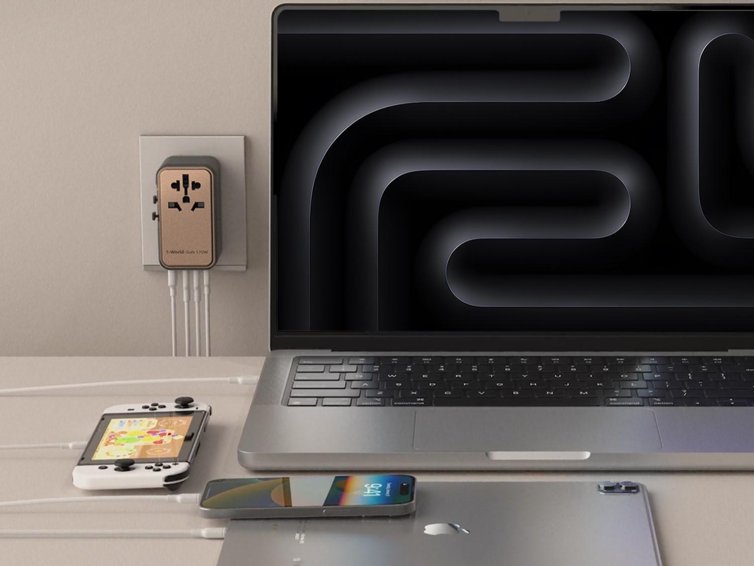 170W大功率支援MacBook Pro及平板等裝置充電。