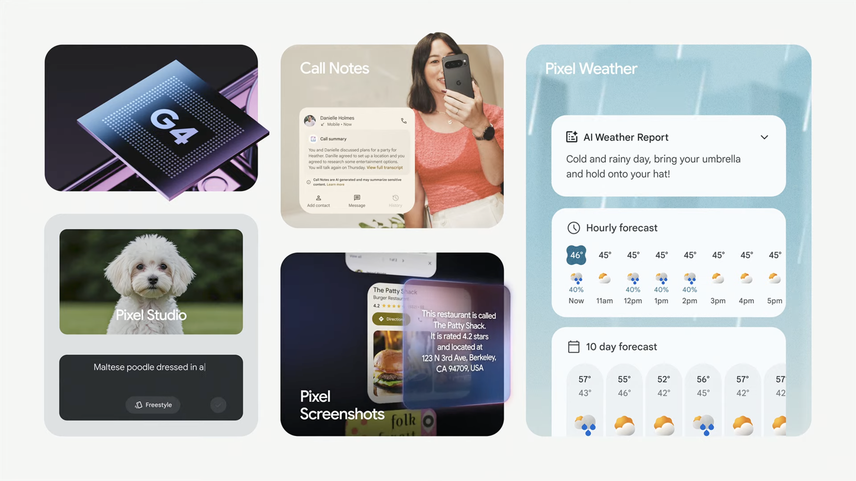 新增的實用App及AI功能包括天氣、截圖及來電筆記等。