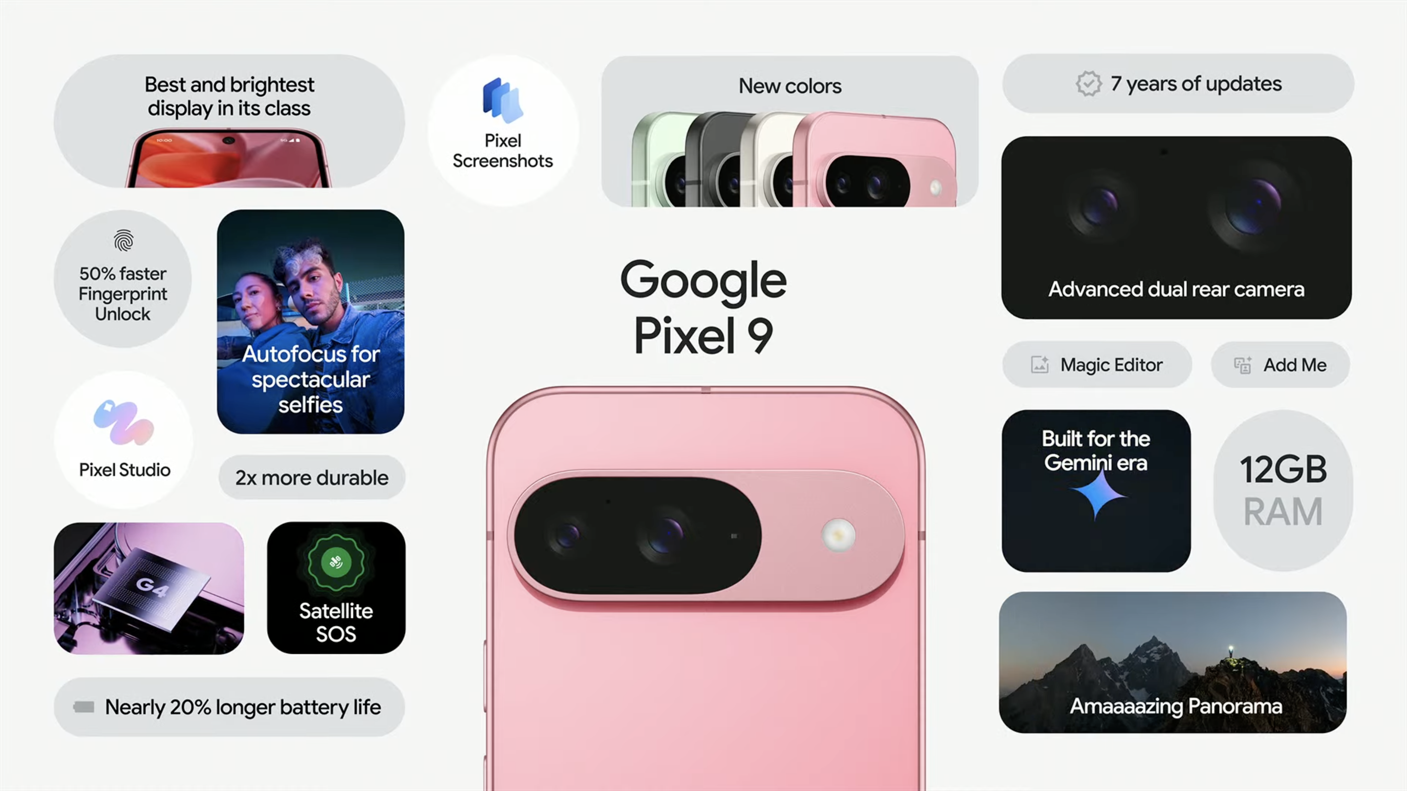 Google Pixel 9新配置及功能一覽。