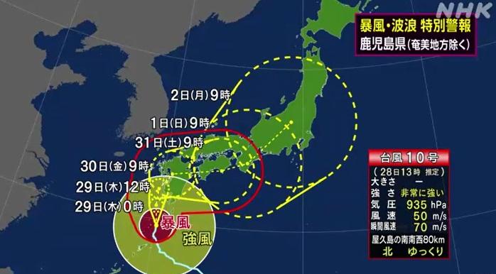 最新颱風移動路徑預測。(互聯網)