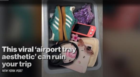美國《紐約郵報》報道,最近出現一股「機場安檢托盤美學」風潮。(互聯網)