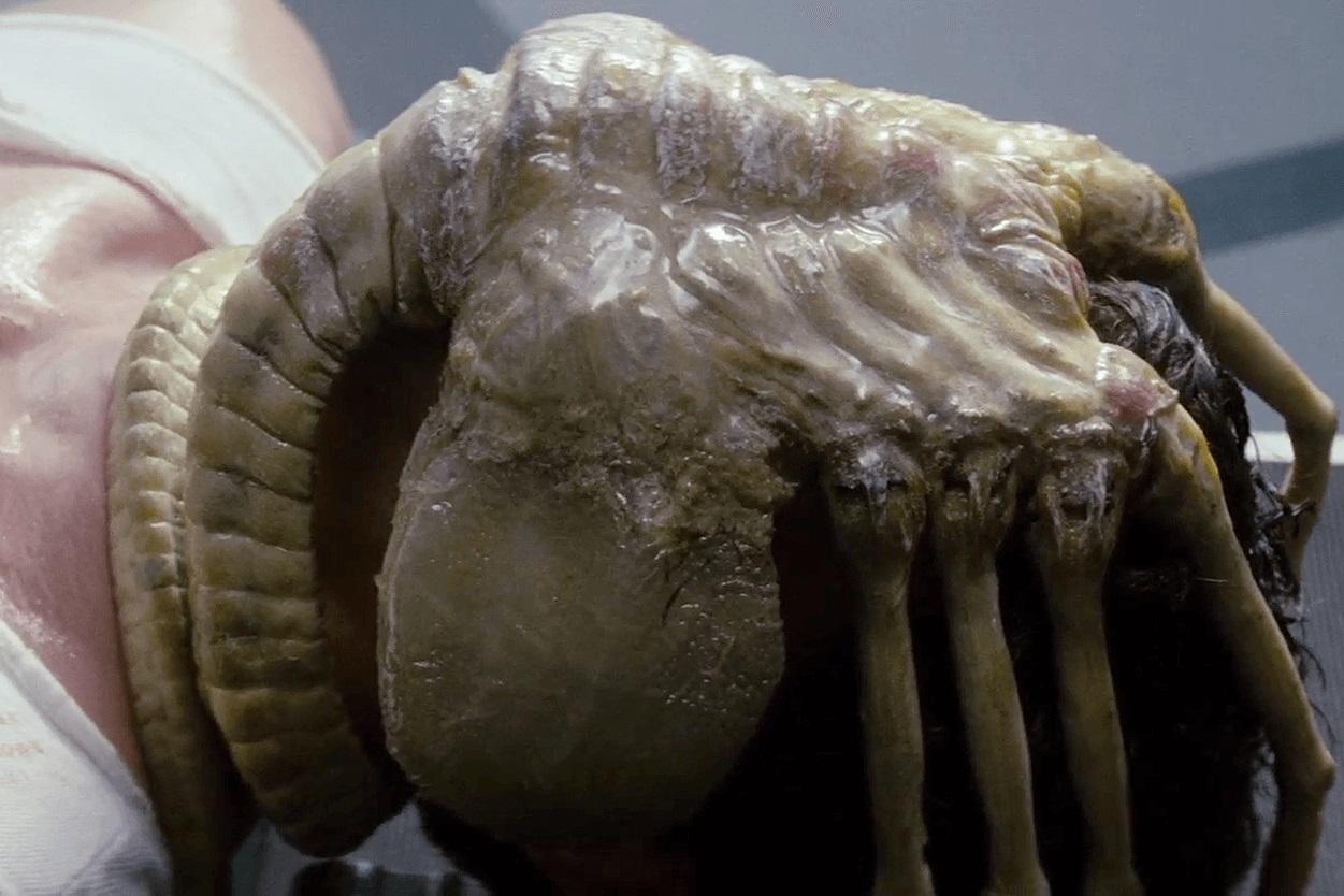 「抱面體」用尾巴箍緊對方的頸部,並伸出管狀物體插入宿主口部,充滿性侵犯的意味。