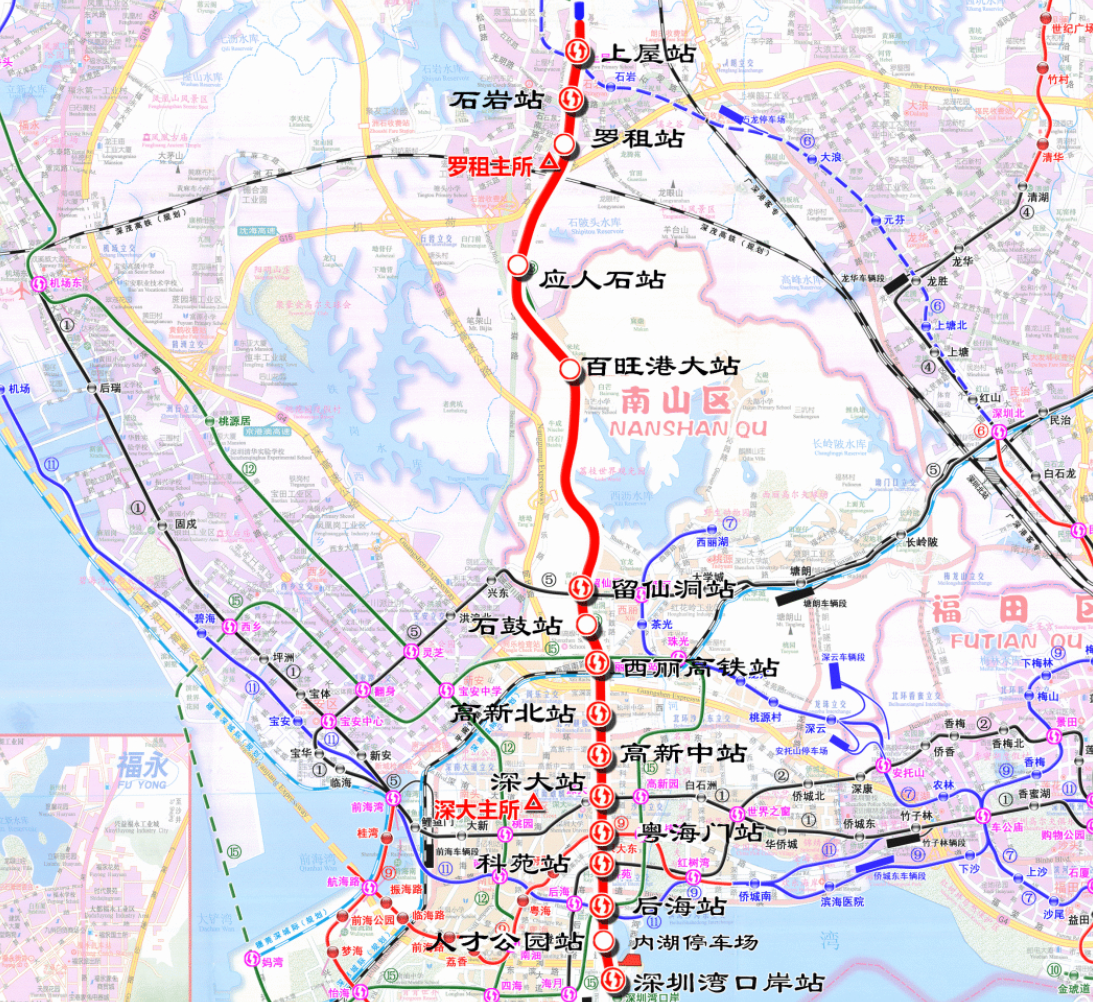 深圳地鐵13號線一期計劃今年內先行開通南段,即深圳灣口岸站至高新中站,共7座車站。(網上圖片)