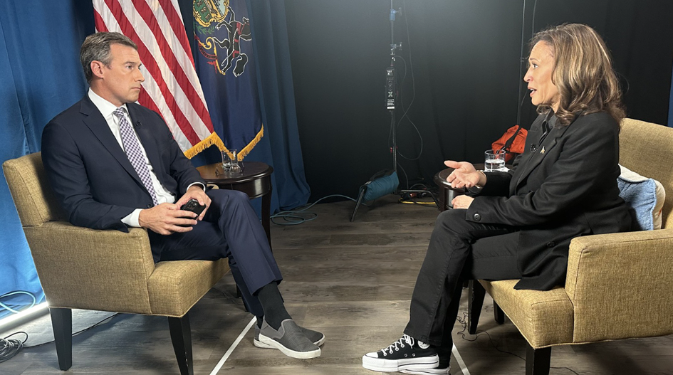 賀錦麗參選後首次個人專訪,接現一般。(互聯網)