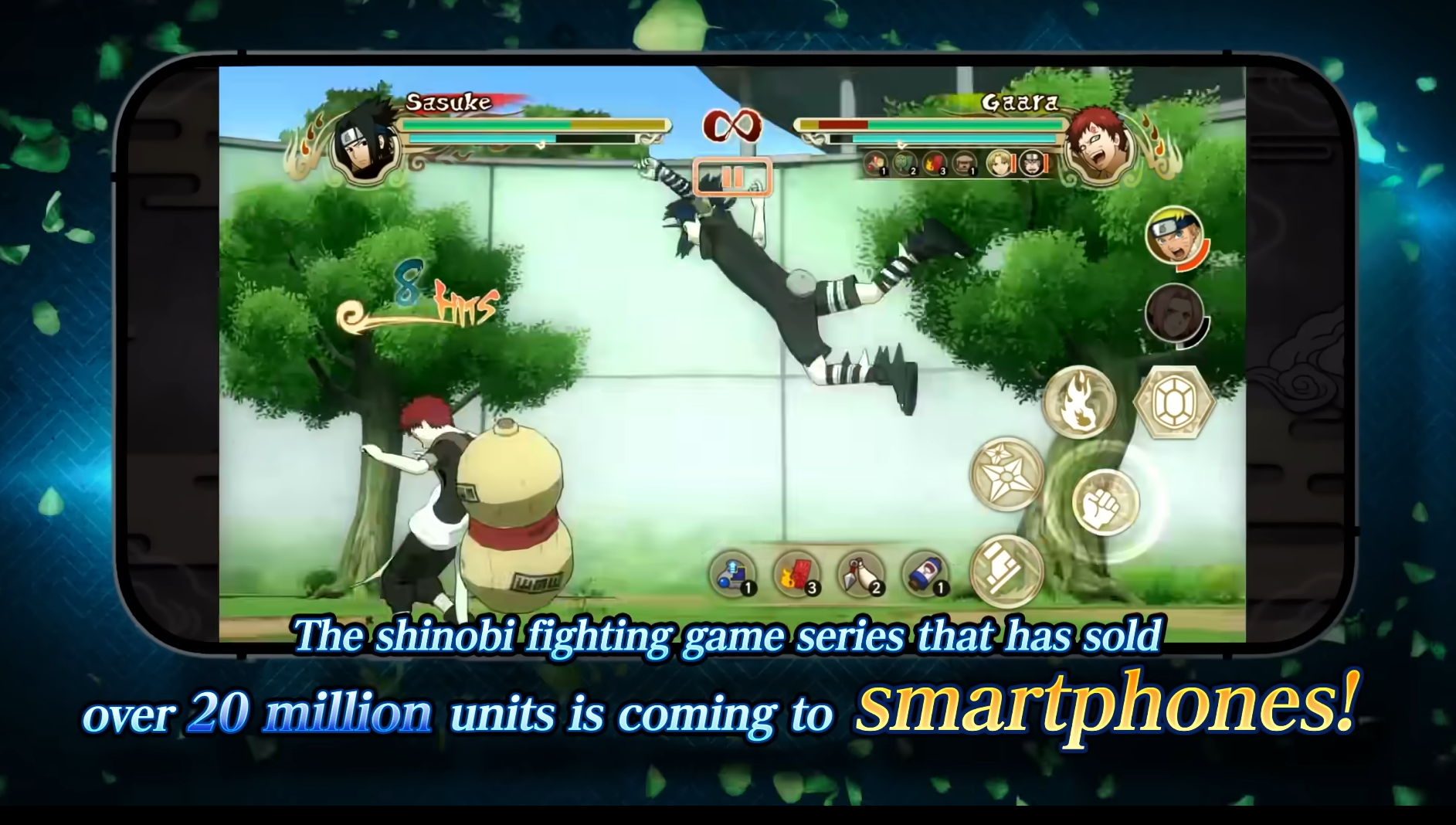 自由對戰模式中,玩家可使用《火影忍者》少年篇中的 25 位角色及 10 位支援角色,享受多樣且震撼的忍術動作對戰。