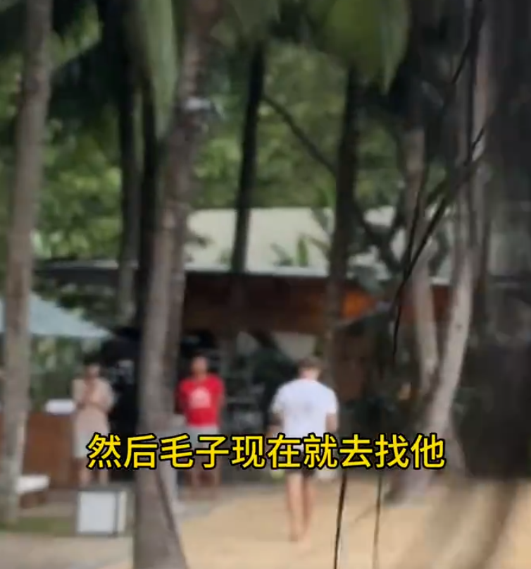 內地女網紅玫瑰在海南穿比堅尼游水時,聲稱被酒店救生員「𥄫屁股」,外籍丈夫上前理論期間掌摑對方,救生員被打後報警,最終玫瑰及丈夫要到警局落口供。(影片截圖)