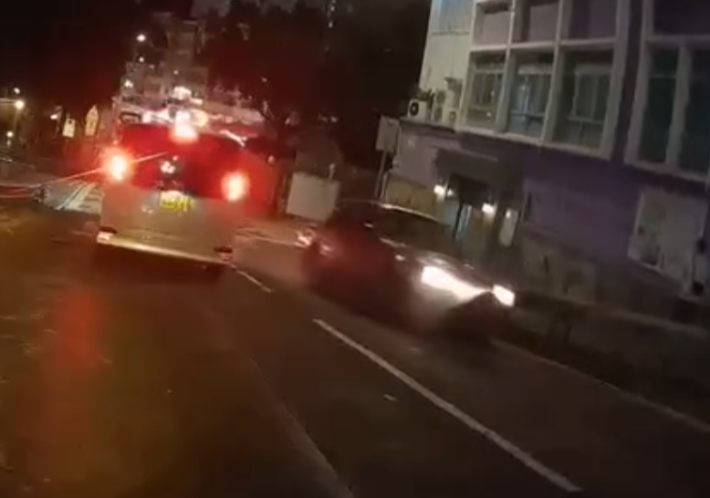 一段車Cam片顯示多隻野豬於香港仔水塘道近香港仔賽馬會普通科門診診所外,於馬路慢步「落斜」往香港仔中心方向,此時一架上斜往石排灣方向的士收制不及直撞野豬群。(Facebook南區之友 2.0)