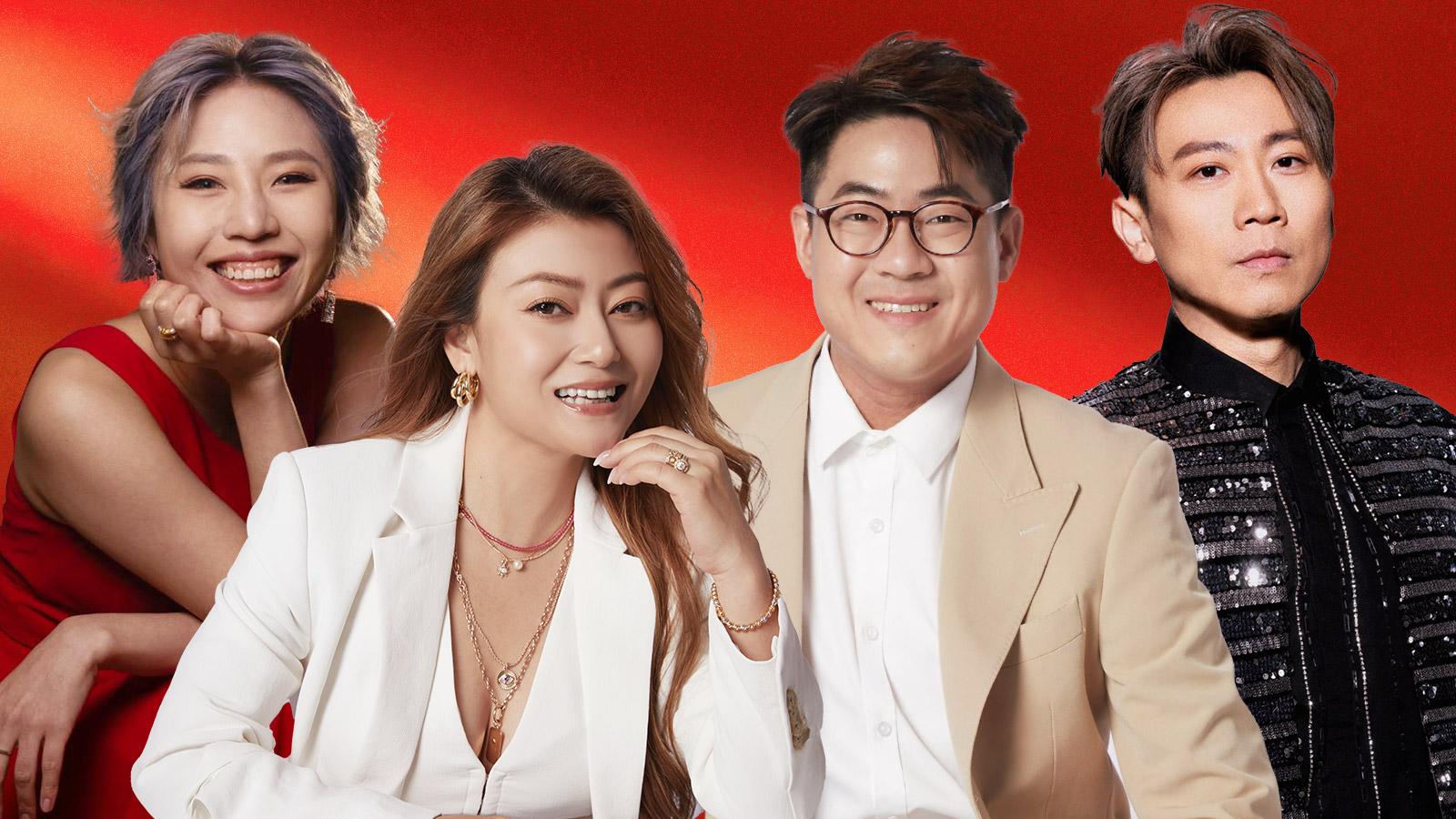 「中年好聲音」歌手李佳、羅啟豪、顏米羔及陳俞霏在公眾席鄰近「好賞食」的地面接力獻唱