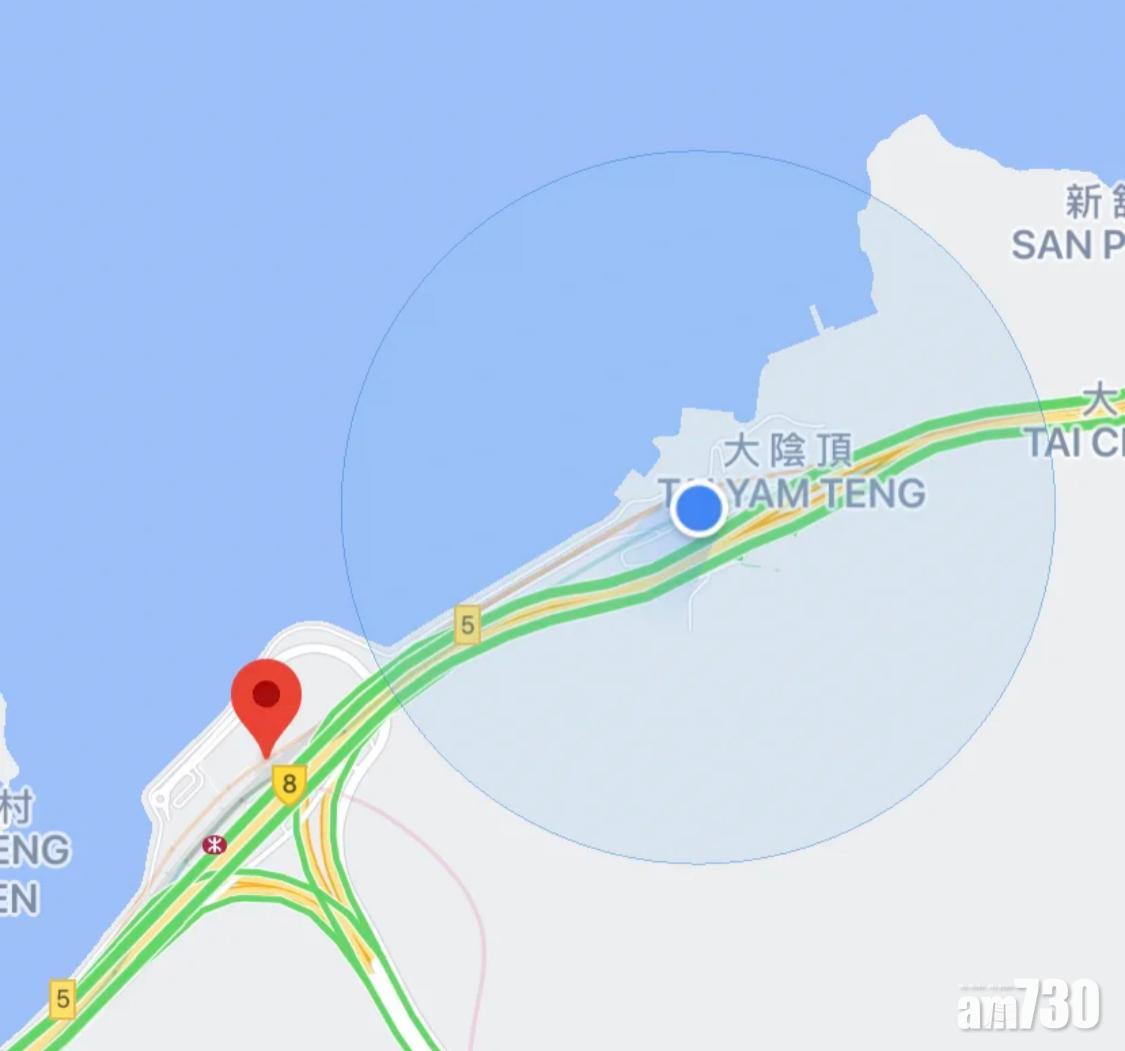 小紅葉林的確實位置在藍點附近。