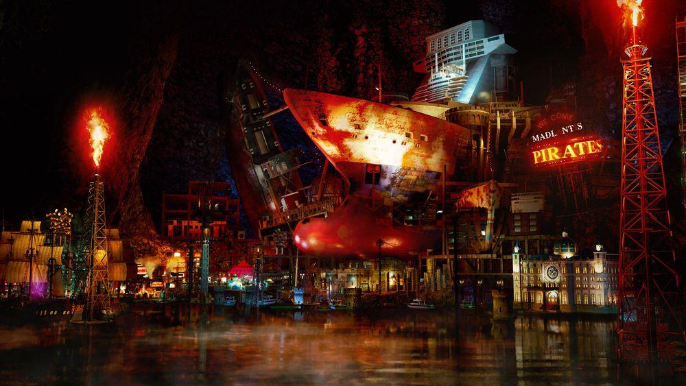 複數犯罪組織共存的祕密孤島,洞窟深處有著廣大空間,堆積著大量廢棄的巨大液貨船。