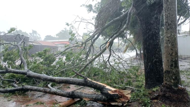 摩羯|登陸內地後致大量用戶斷水斷電及房屋倒損,逾120萬人受災。(新華社)