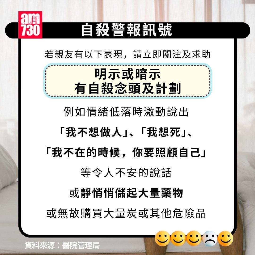 珍惜生命你要知|朋輩有自殺念頭怎麼辦?自殺警報訊號(am730製圖)