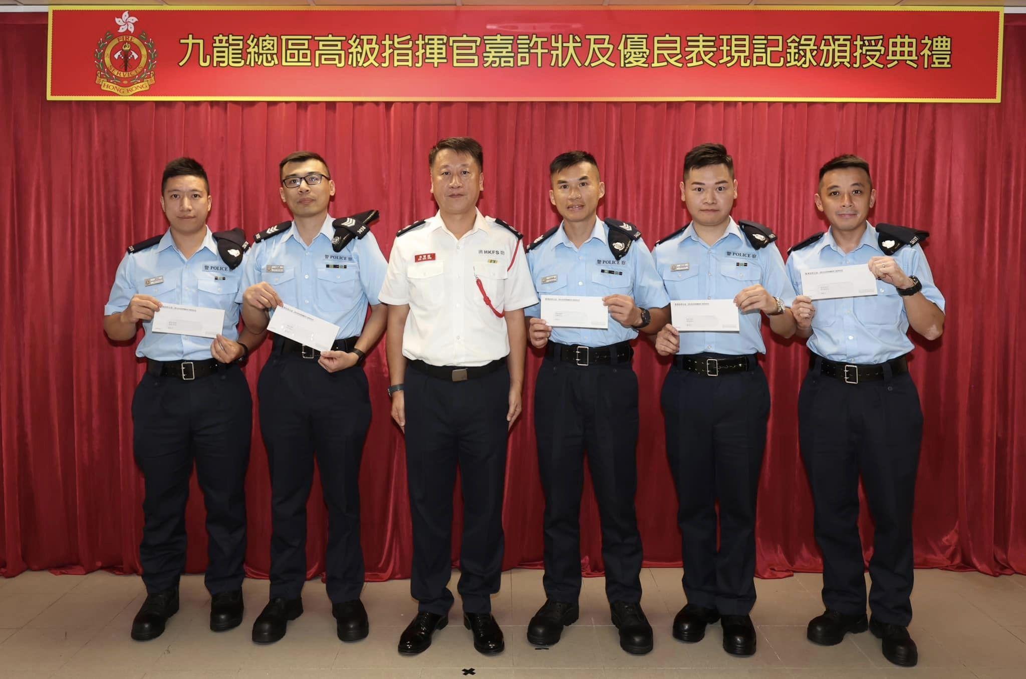 5名警員獲感謝信。(消防處fb)