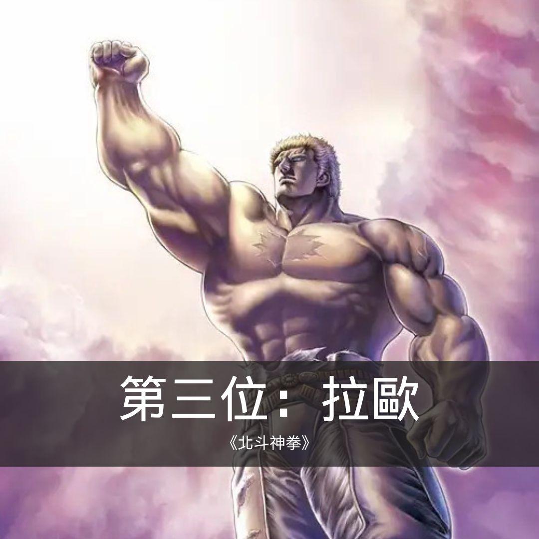拉歐是《北斗神拳》中的經典反派角色,北斗四兄弟的兄長,自稱「拳王」,由於野心太大,失去繼任第六十四代傳承者的機會,體型巨大,坐騎是一匹有如象般巨大的巨馬「黑王」,他的霸氣和力量讓人印象深刻。|JUMP漫畫最具魅力反派角色票選 十大惡役排名