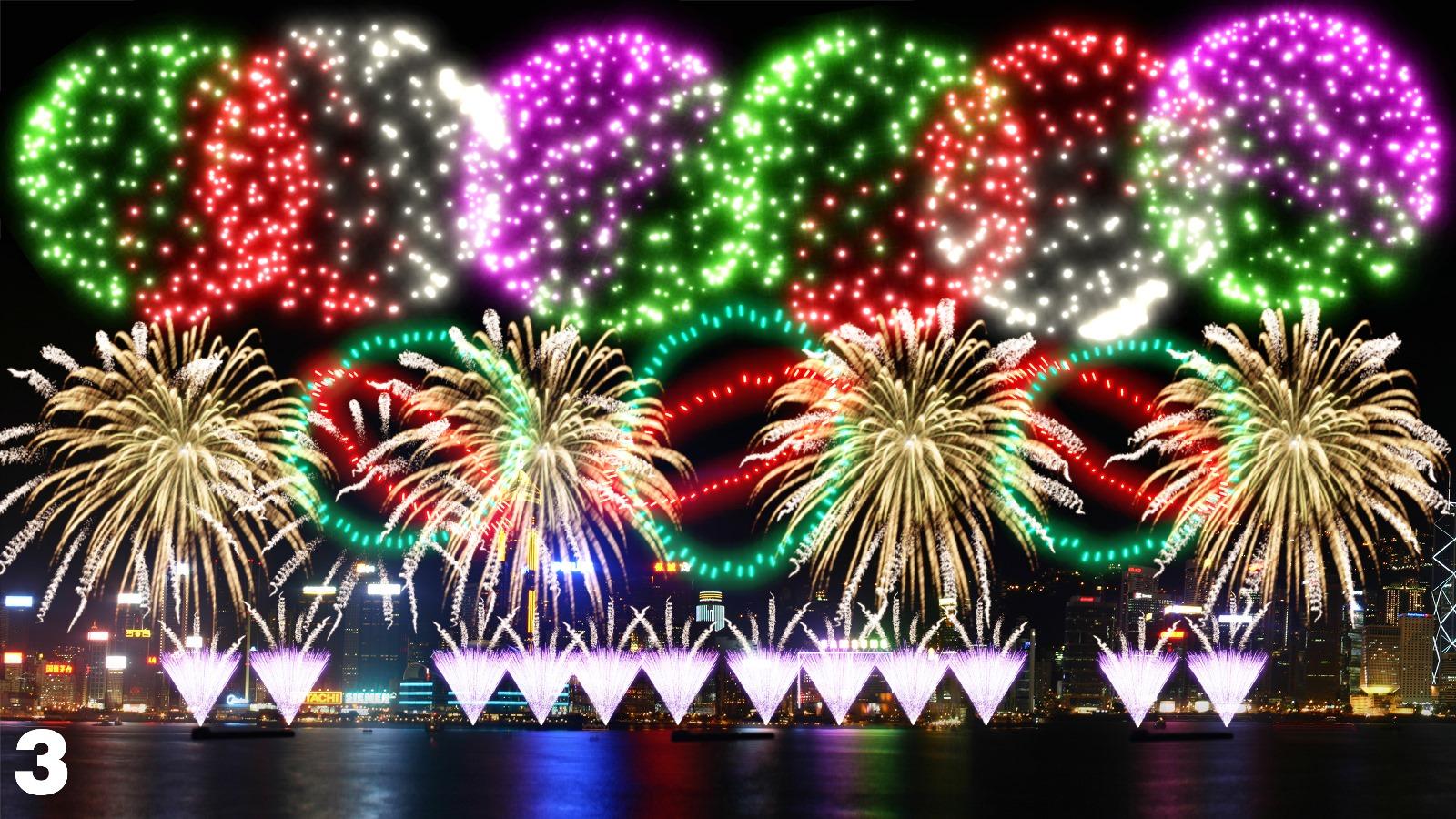 國慶煙花匯演將於10月1日在維港舉行(模擬效果圖)